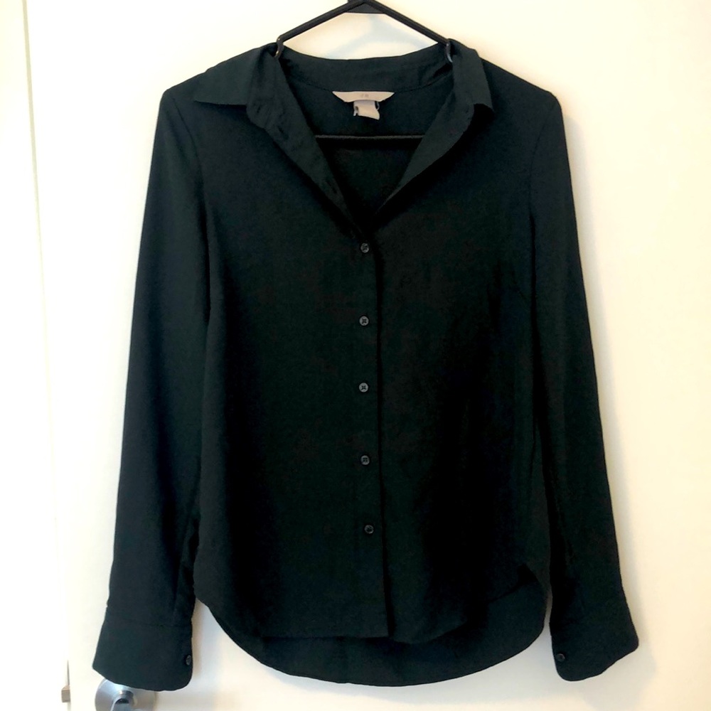 H&M Button Down, Size 2, Dark Green